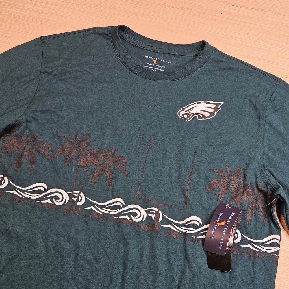 Philadelphia Eagles Margaritaville Shirt NFL Men M Green Tropical Long Sleeve